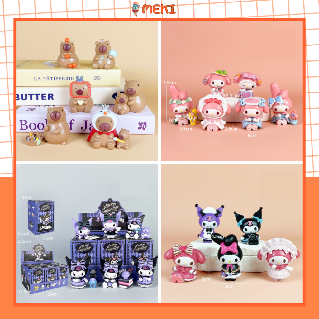 Set Blind Box Mô Hình Capybara, Túi Mù Kuromi Melody, Quà Tặng 1/6 Mô Hình Trang Trí Bàn Làm Việc