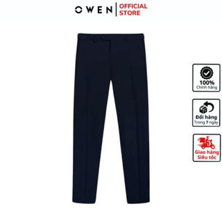 Quần âu nam công sở cao cấp OWEN QR242843R đồ tây xịn phom Regular fit không có cạp tăng đơ màu xanh tím than chất nano