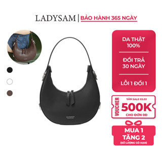 Túi Xách Nữ Niche Da Bò Cao Cấp Ladysam - Túi Hình Lưỡi Liềm Đeo Sát Nách Một Vai Hình Bán Nguyệt Size 22 Có Khóa Kéo