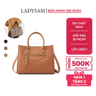 Túi Xách Tay Nữ - Túi Tote Công Sở Da Bò Cao Cấp Ladysam - Túi Đeo Vai Size Lớn 33 Nhiều Ngăn Đựng Máy Tính Tài Liệu