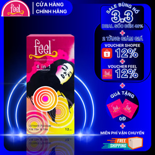 Bao cao su Feel 4 in 1 12 bao | Bao cao su kéo dài quan hệ | Bao cao su có gai và gân