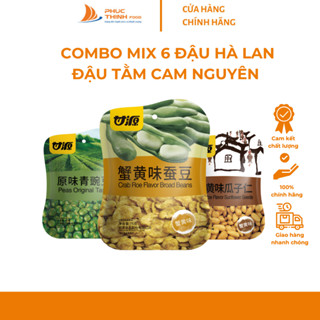 Combo 6 Gói Mix Hạt Đậu Tằm, Đậu Hà Lan, Hạt Hướng Dương Sấy Giòn Tẩm Vị Gói 40g, 75g