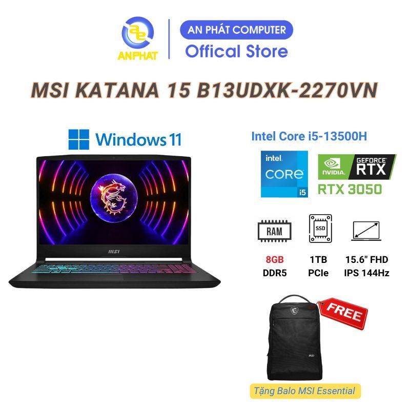 Laptop MSI Katana 15 B13UDXK-2270VN (Core i5-13500H & RTX 3050)