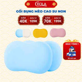Gối cao su non cho trẻ em và người lớn CECILA thiết kế bụng mèo, mềm mại chống đau mỏi cổ vai gáy, hỗ trợ ngủ ngon giấc
