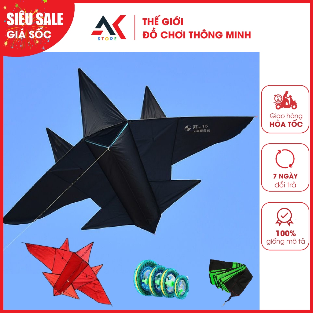 Diều Máy Bay Chiến Đấu B52 Siêu Đẹp Kèm Tay Cầm Thả Diều 150m Túi Đựng - Diều Máy Bay