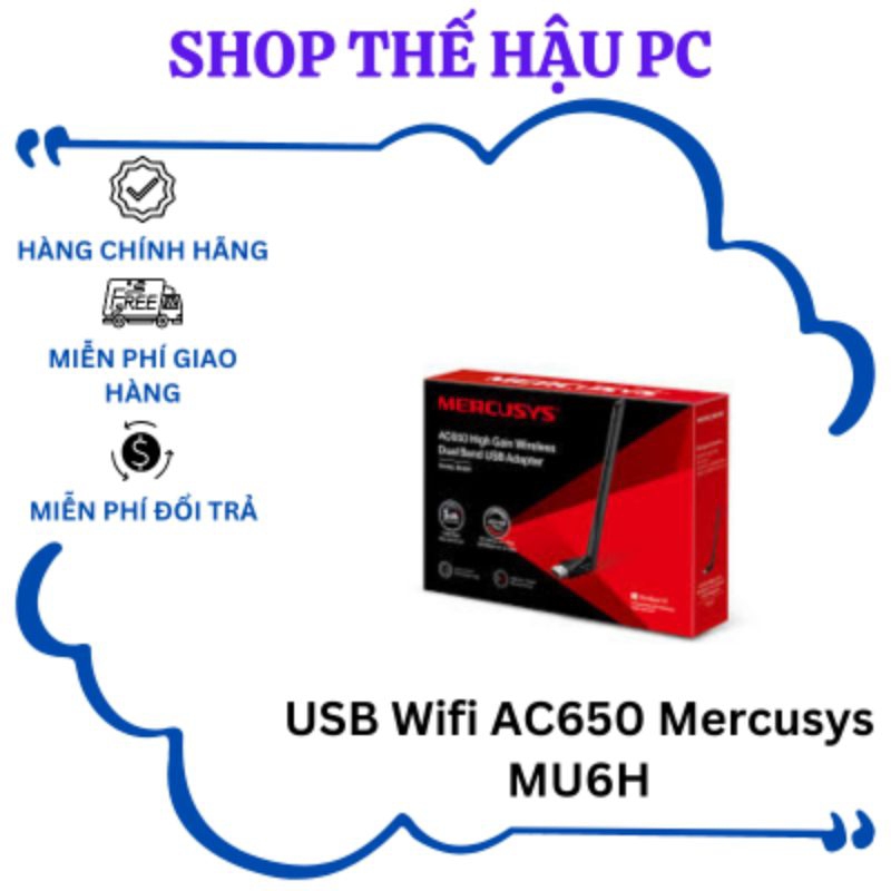 USB Wifi AC650 Mercusys MU6H hàng new bảo hành 3 tháng.