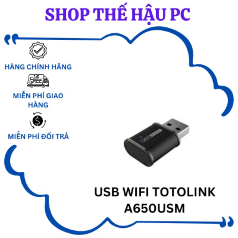 USB Wifi Totolink A650USM băng tần kép AC650 hàng new bảo hành 3 tháng.