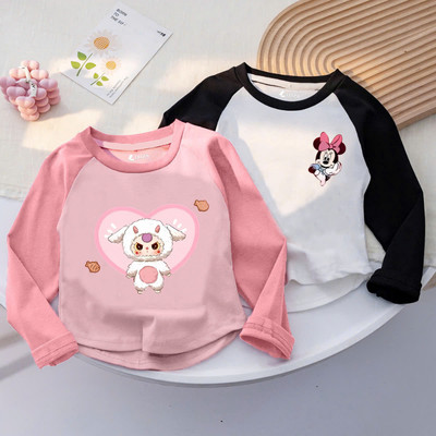 Áo thu đông cho bé gái chất borip co giãn 4 chiều - Áo dài tay bé gái hình dễ thương - Loza Kids AD001