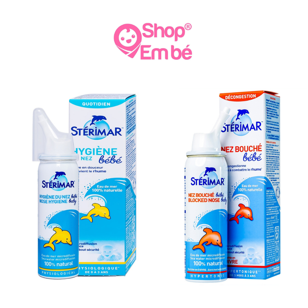 Chai xịt mũi muối biển cá heo Stérimar 100ml nội địa Pháp dùng cho bé từ 3 tháng tuổi