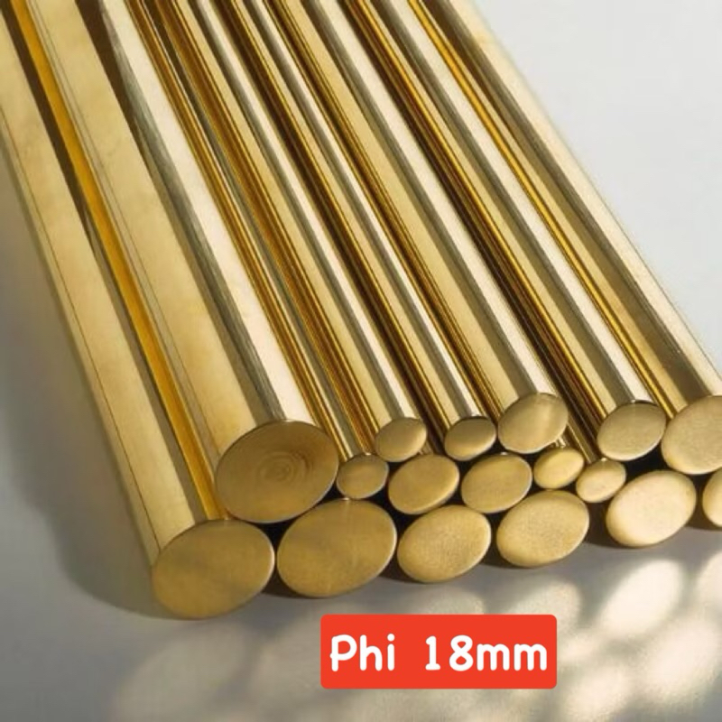 Thanh đồng vàng tròn đặc phi 18mm (đường kính 18mm ) dài 50cm -1m