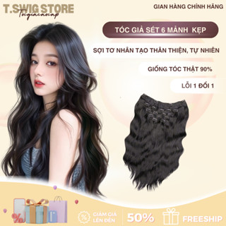 Tóc Kẹp Giả 6 Phím Cao Cấp,Tóc Giả Kẹp iAN Hà Nội, Tóc 6 phím thẳng,sóng trục,cup, sóng lơi cao cấp độ dài 45-55cm