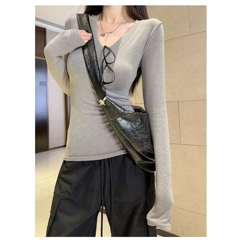 Áo Thun Tay Dài Cổ V Cực Xinh Phong Cách Hàn Quốc AT22 (Có Bigsize) | BigBuy360 - bigbuy360.vn