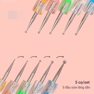 sét chấm bi, bút chấm bi nail sét 5 cây 2 đầu