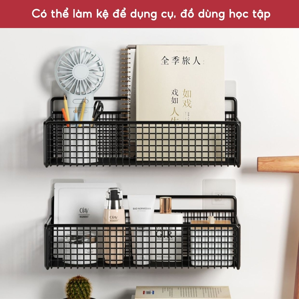 Kệ Đựng Đồ Nhà Tắm Dán Tường, Kệ Treo Đồ Đa Năng Hình Chữ Nhật Cao Cấp Không Rỉ Siêu Chắc Kèm Miếng Dán Đôi | BigBuy360 - bigbuy360.vn