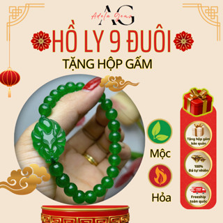  Vòng Tay Nữ Lắc Tay,Trang Sức Phong Thủy Mặt Đá Mã Não Phong Thủy Hồ Ly Chúa XANH Mệnh MỘC Tự Nhiên 