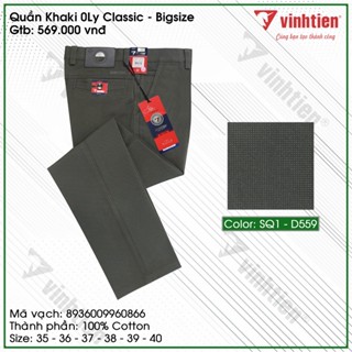  Quần Kaki Bigsize Trung Niên 0ly Classic Vải Cotton Vĩnh Tiến 569 - Nhiều Màu 