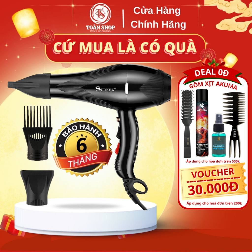 Máy sấy tóc công suất 3000w Surker SK-3901 + Quà tặng lược