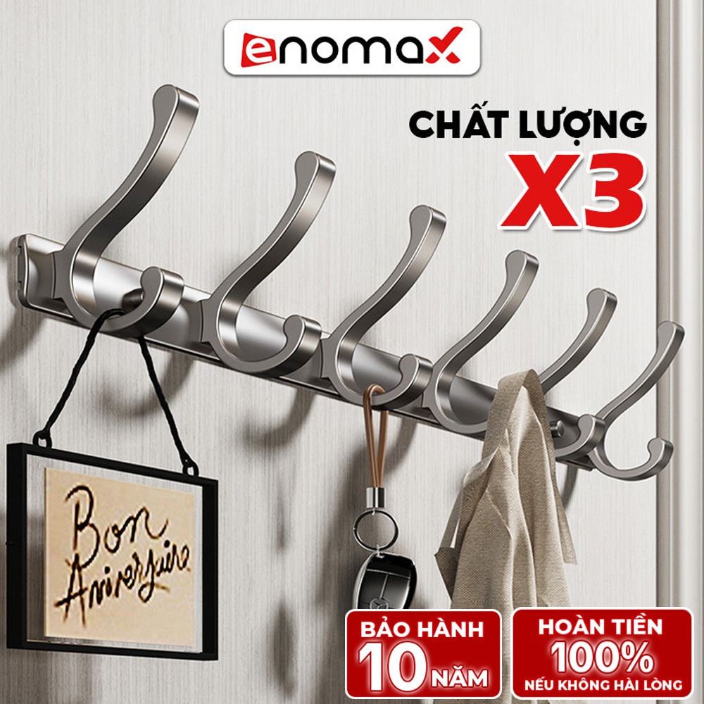 Móc Treo Gắn Tường ENOMAX Siêu Chắc, Treo Đồ Đa Năng, Chất Liệu Thép Carbon, Chịu Lực 50kg,  Đi Kèm Keo Dán, Ốc Vít
