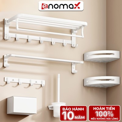 Kệ nhà tắm Enomax dán tường treo đồ phòng tắm đa năng, chất liệu nhôm hàng không. Bảo hành 10 năm