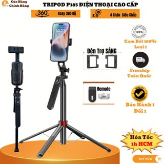 Gậy Chụp Ảnh P185 4 Chân Cầm Tay Có Đèn Chống Rung Cao 1m8 360 Độ Livestream Chụp Ảnh Quay Video Hello Store