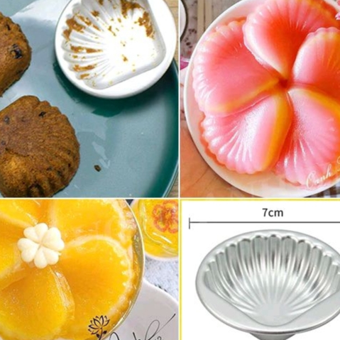 Combo 5 khuôn nhôm sò khuôn con sò làm bánh da lợn bánh bông lan