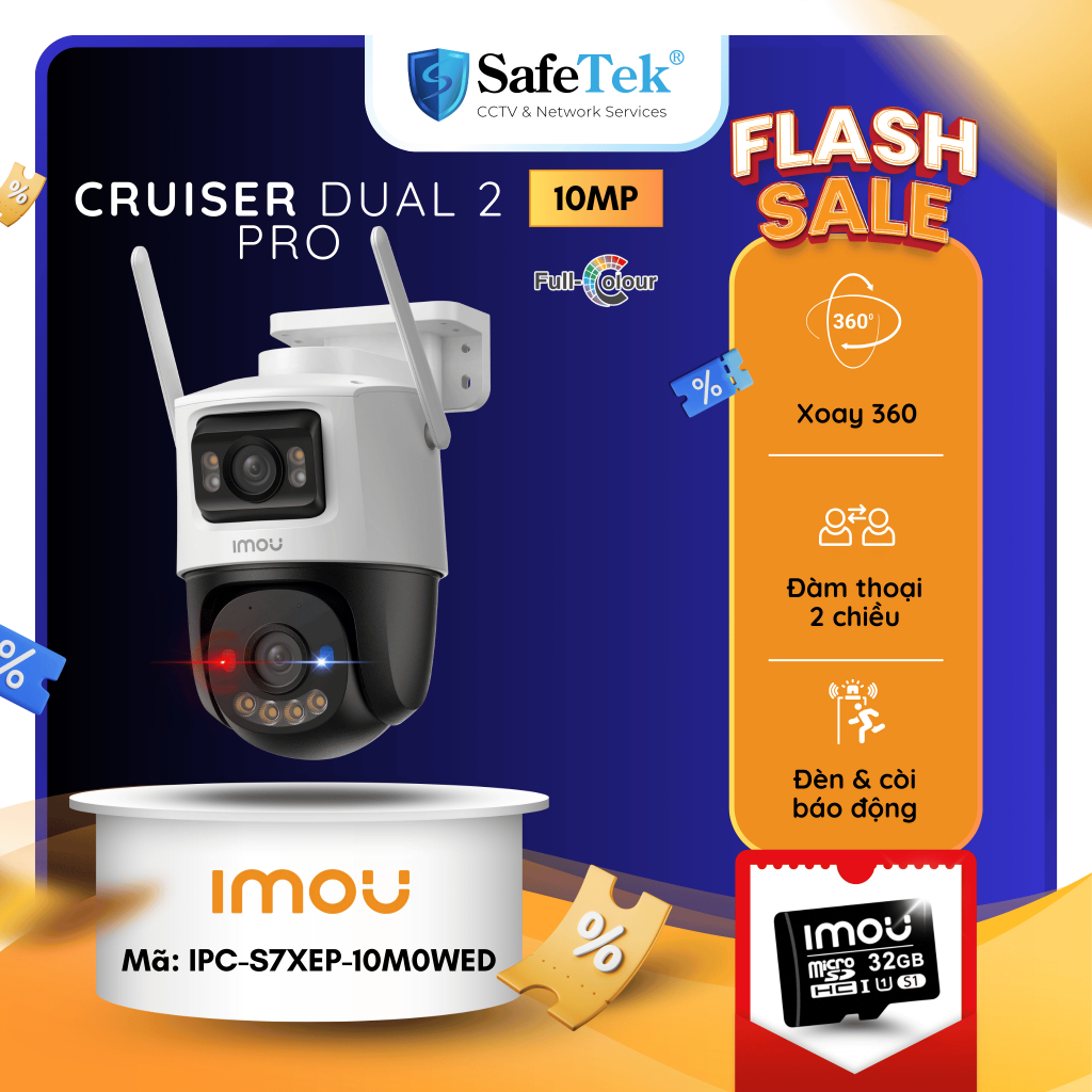 Camera IP Mắt Kép Wifi IMOU (CRUISER DUAL 2 PRO) 10MP Ngoài Trời | IPC-S7XEP-10M0WED | Phát Hiện Con