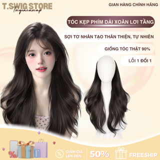 Tóc Giả Kẹp Xoăn, Tóc Kẹp Dải Sóng Lơi Tầng Thời Trang Cao Cấp 55cm