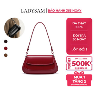 Túi Xách Nữ Yên Ngựa Da Thật Cao Cấp Ladysam - Túi Đeo Vai Kẹp Nách Phong Cách Niche Basic Nắp Gập Size 27