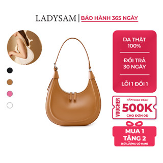  Túi Xách Nữ Đeo Vai Da Bò Cao Cấp Ladysam - Túi Đeo Sát Nách Belle Hobo Dáy Tròn Size 26 Cho Nàng Trẻ Trung Năng Động 
