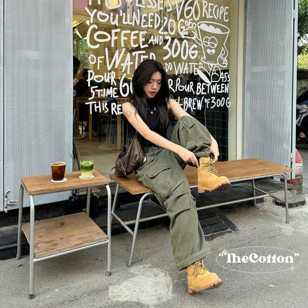 Quần Kaki Túi Hộp Nam Nữ TheCotton Quần Túi Hộp Ống Rộng Unisex Lưng Cao Cargo Vải Mềm Chun Eo Mịn Eo Chun Sau | BigBuy360 - bigbuy360.vn