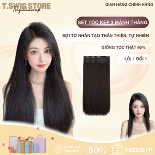  Tóc giả 3 mảnh thẳng làm phồng chân tóc ,độn phồng hai bên dài 45cm và 55cm 