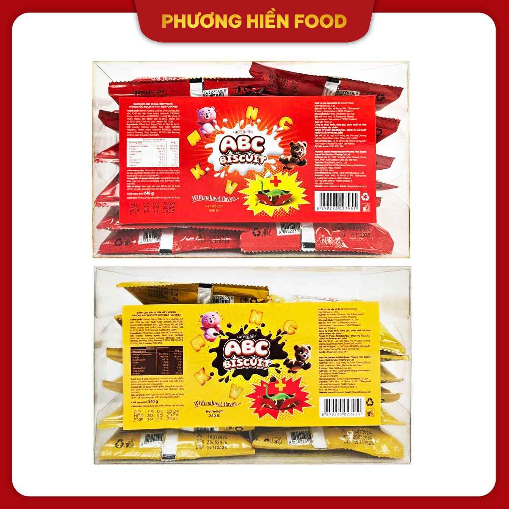 [Bánh Vfoods] COMBO 3 gói Bánh quy ABC vị sữa hiệu Vfoods 20g - gói hiệu Vfoods nhập khẩu Thái Lan