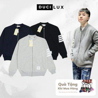 Áo Bomber Thom Browne In 4 Sọc chất Cotton Nỉ Chân Cua Dày Dặn Form Âu