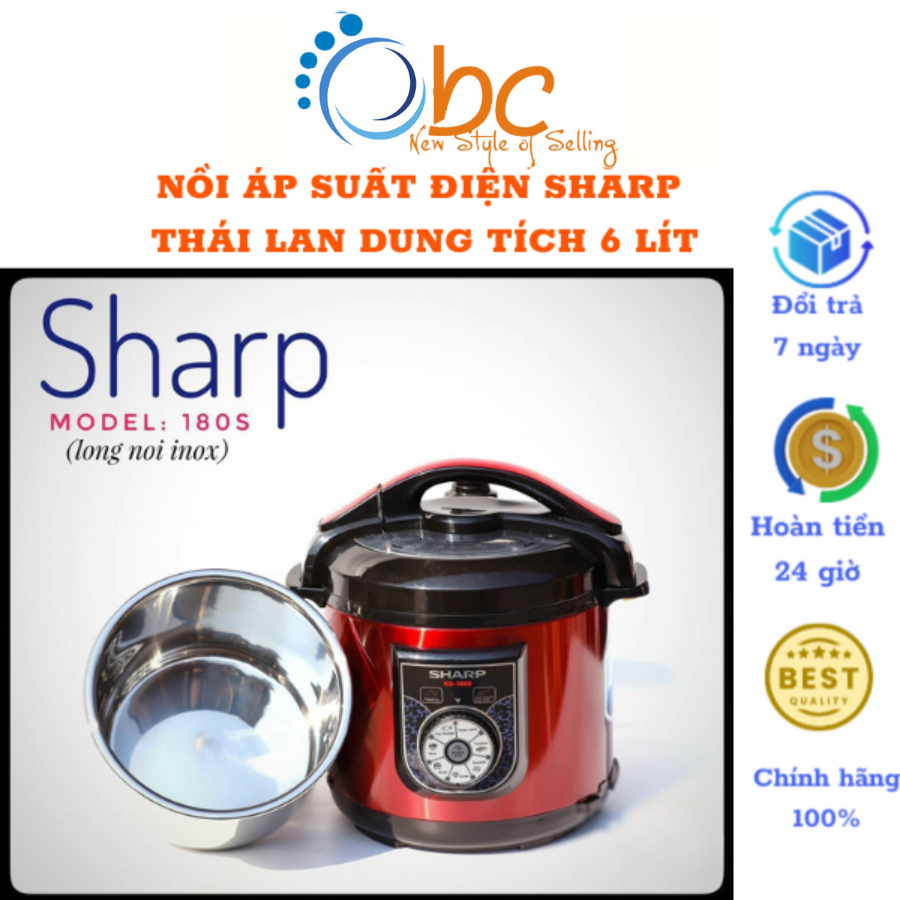 Nồi Áp Suất Điện Đa Năng Thái Lan Sharp KS-180S Dung Tích 6 Lít Lòng Nồi Inox 304