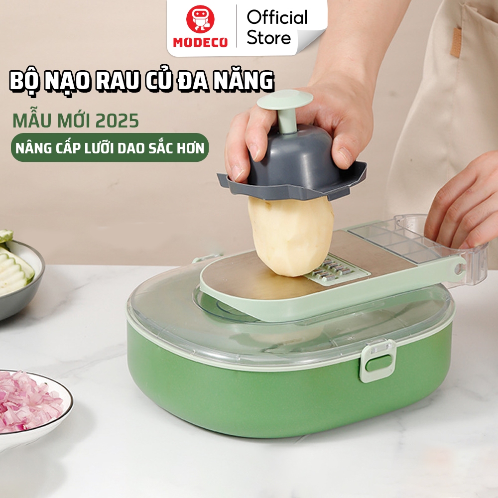 Nạo Rau Quả Đa Năng Cao Cấp Modeco - Bộ 20 Dụng Cụ Bào Rau Củ Với 10 Lưỡi Dao Cắt Thái Gọt Nạo Bào Sợi Tiện Lợi, An Toàn