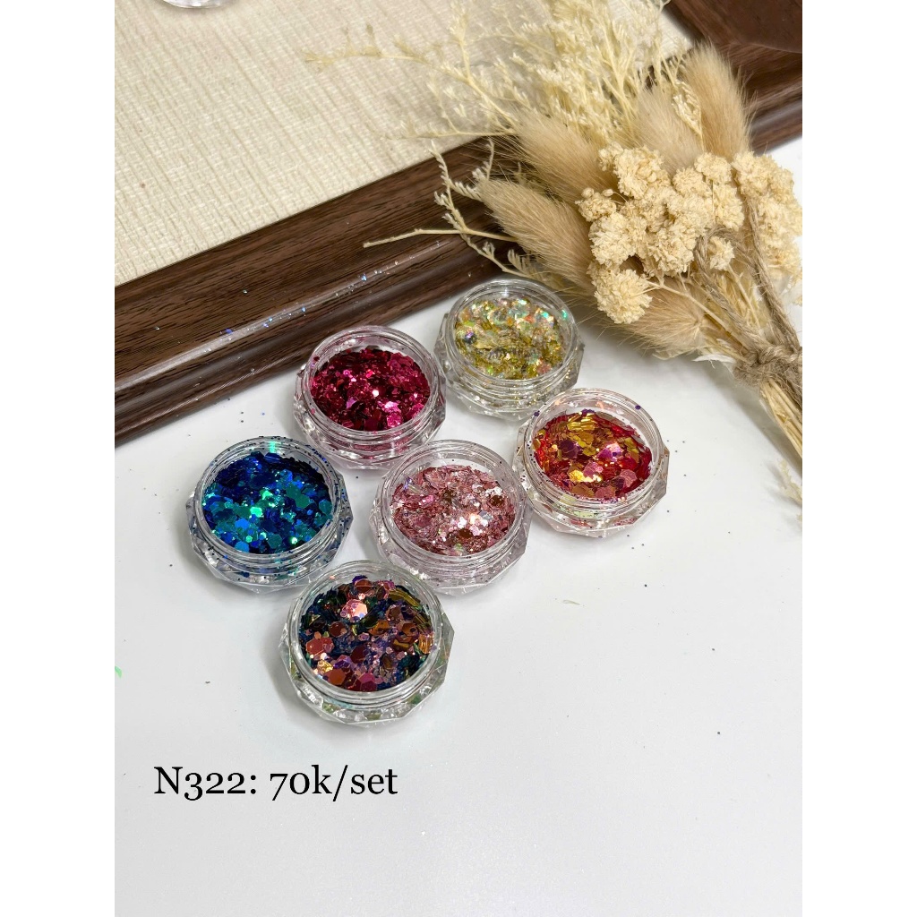 𝐏𝐡𝐮̣ 𝐤𝐢𝐞̣̂𝐧 𝐧𝐚𝐢𝐥 - 𝐒𝐞𝐭 𝐧𝐡𝐮̃ 𝐦𝐢𝐱 𝟔 𝐦𝐚̀𝐮 𝐍𝟑𝟐𝟐 trang trí móng siêu sáng