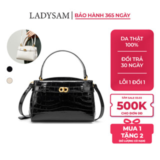 Túi Xách Cầm Tay Nữ Dáng Satchel Da Bò Cao Cấp Ladysam - Túi Đeo Chéo Đeo Vai Size 21 Vân Da Cá Sấu Đi Tiệc Đi Chơi