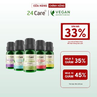 Tinh dầu 10ml 24Care - Essential Oil đạt chuẩn chất lượng kiểm định - xông phòng, đuổi muỗi