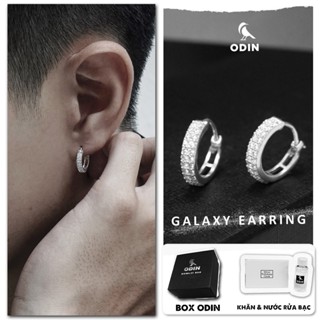  Khuyên Tai Bạc Galaxy ODIN đính đá phong cách Unisex | Dạng vòng chất liệu Bạc S925 | Phong cách tối giản Cổ điển 