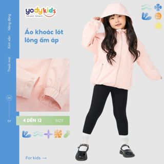 Áo khoác áo gió YODY Mũ Liền Lót Lông  trẻ em bé trai bé gái Nỉ cào bông ấm áp AKK7002