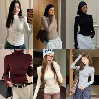 Áo cổ lọ 8p dài tay giữ nhiệt , Áo thun dài tay cổ lọ cao 8cm co giãn chất cotton lông thỏ mịn dày dặn Golana C20