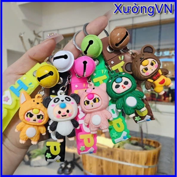 Móc khoá BB3 kèm chuông dây happy làm quà tặng đeo túi xách...