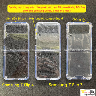 Ốp lưng Samsung Galaxy Z Flip 4 (Z Flip4)/ Z Flip 3 (ZFlip3) dẻo trong suốt, chống sốc viền dẻo Silicon mặt lưng PC cứng