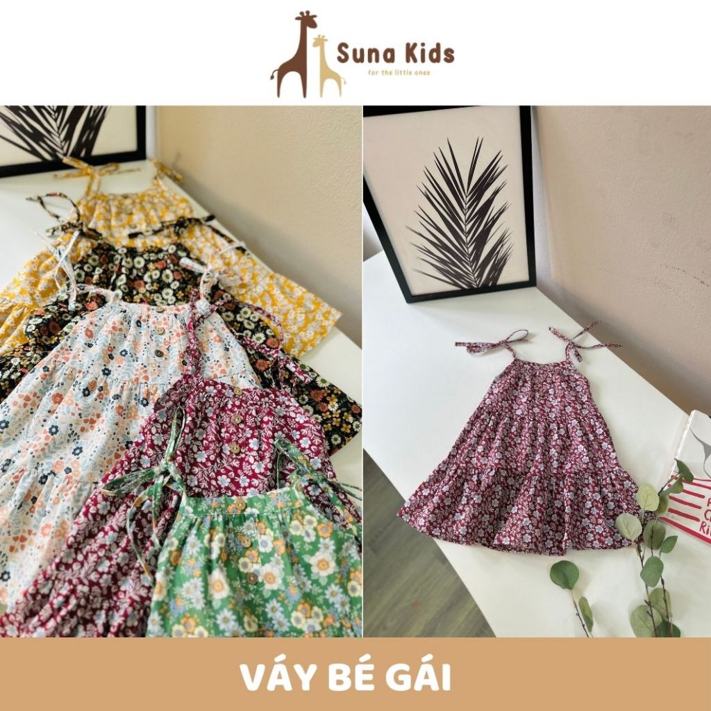 Suna Kids - VT005 - Váy 2 dây (5 màu) - size 1 đến 6 tuổi