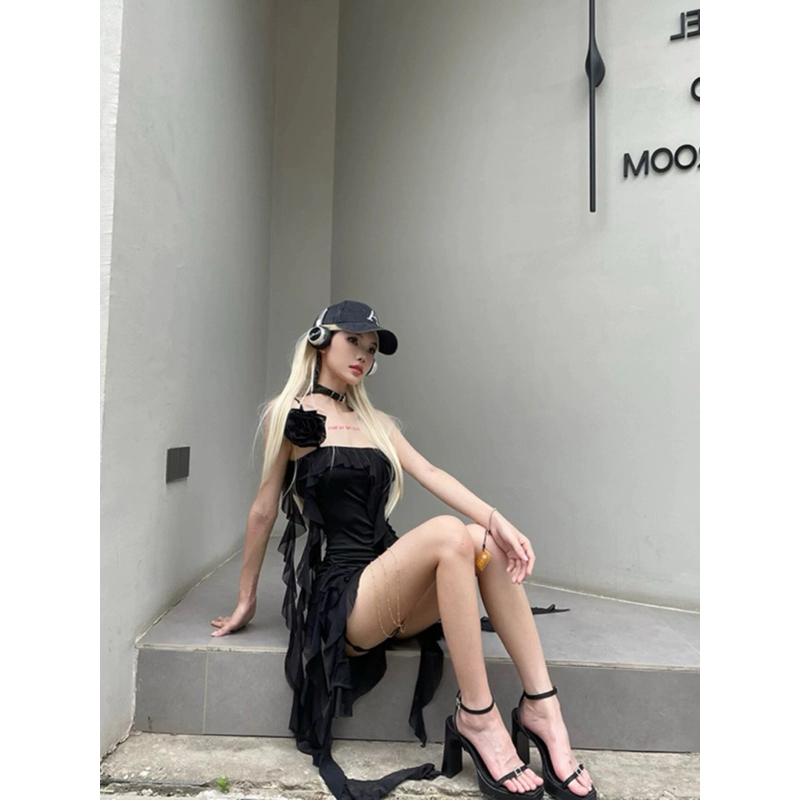 váy bèo hoa quây lệch dây mix đuôi cá dài (2613#) | BigBuy360 - bigbuy360.vn