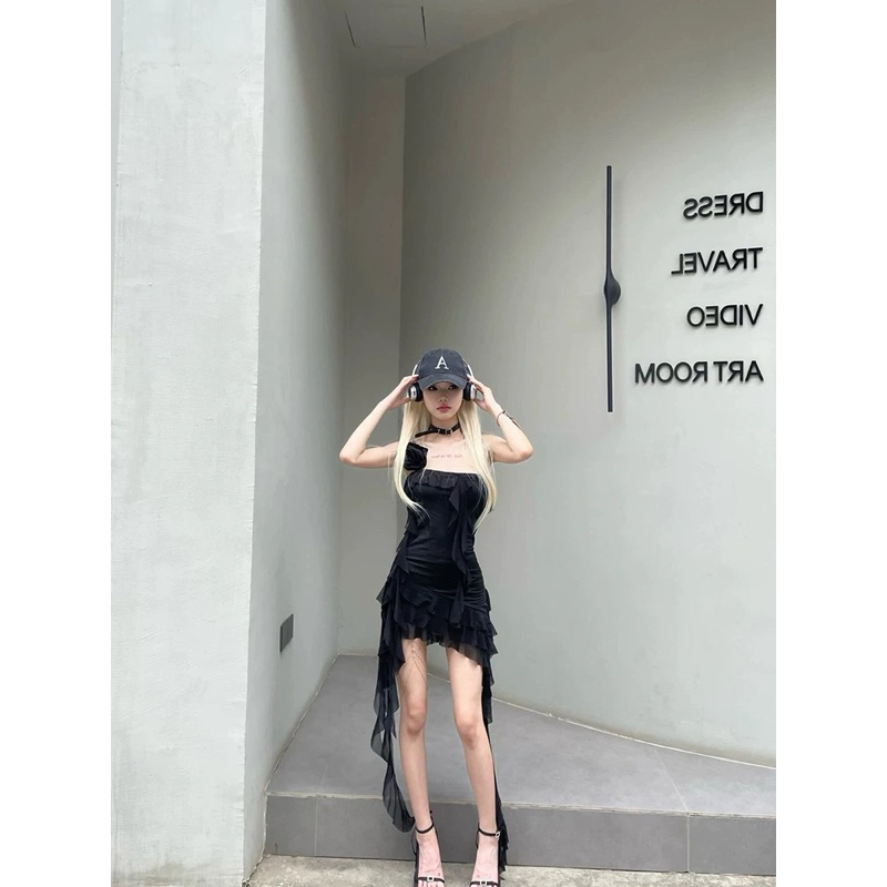 váy bèo hoa quây lệch dây mix đuôi cá dài (2613#) | BigBuy360 - bigbuy360.vn