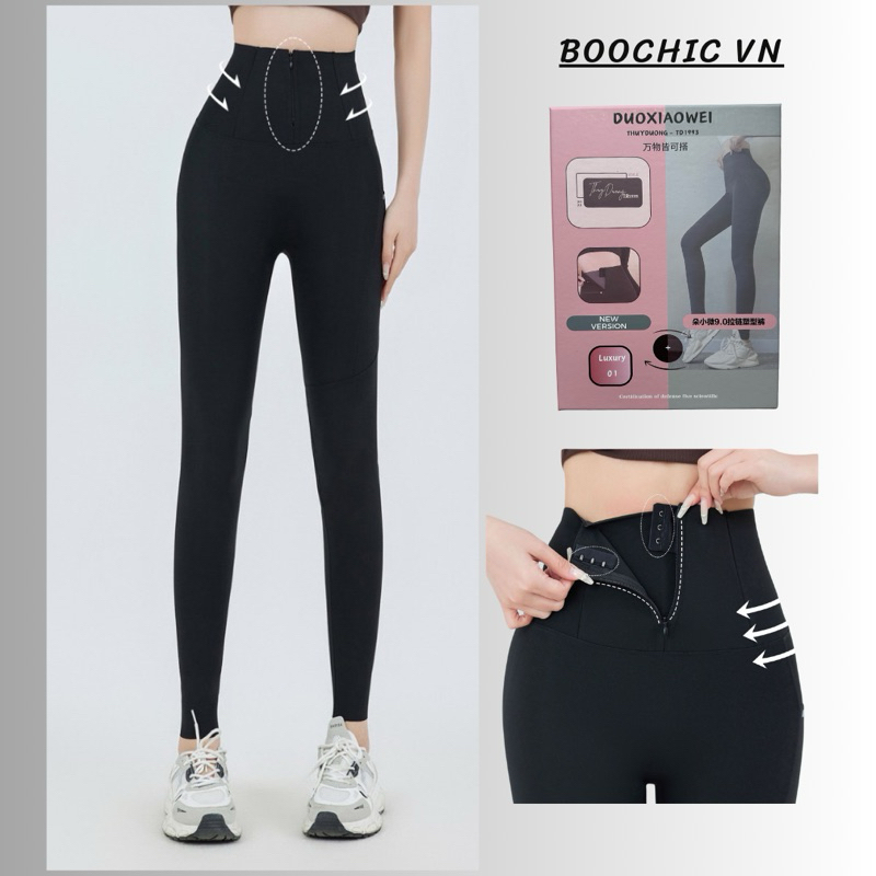 Quần legging định hình khoá cài 2 lớp gen bụng chống tia UV  UPF 50+ quần legging su đúc định hình khoá cài Boochic | BigBuy360 - bigbuy360.vn