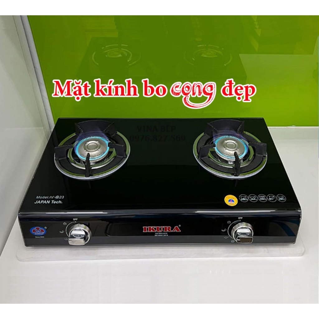 Bếp Gas Ikura IV-@23 Bếp ga đôi mặt kính bo cong thiết kế mới nhất