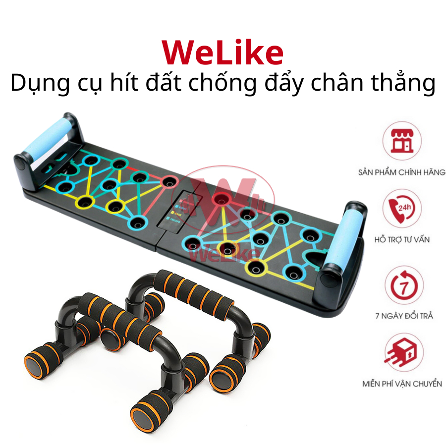Dụng cụ hít đất Welike - Bộ bàn chống đẩy hít đất chân thẳng tại nhà chịu lực nặng 100kg push up stand