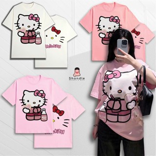 Áo Thun Nữ Hình In Hello Kitty Dễ Thương Form Rộng Tay Lỡ Vải Cotton 2 chiều Full Tag Chuẩn 